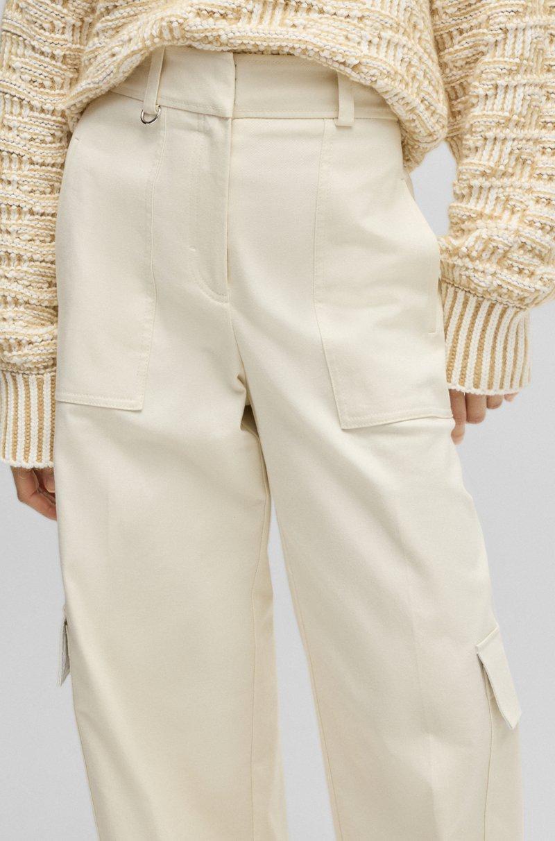 Hugo Boss Pantalones Cargo Loose Fit De Sarga De Algodón Elástico