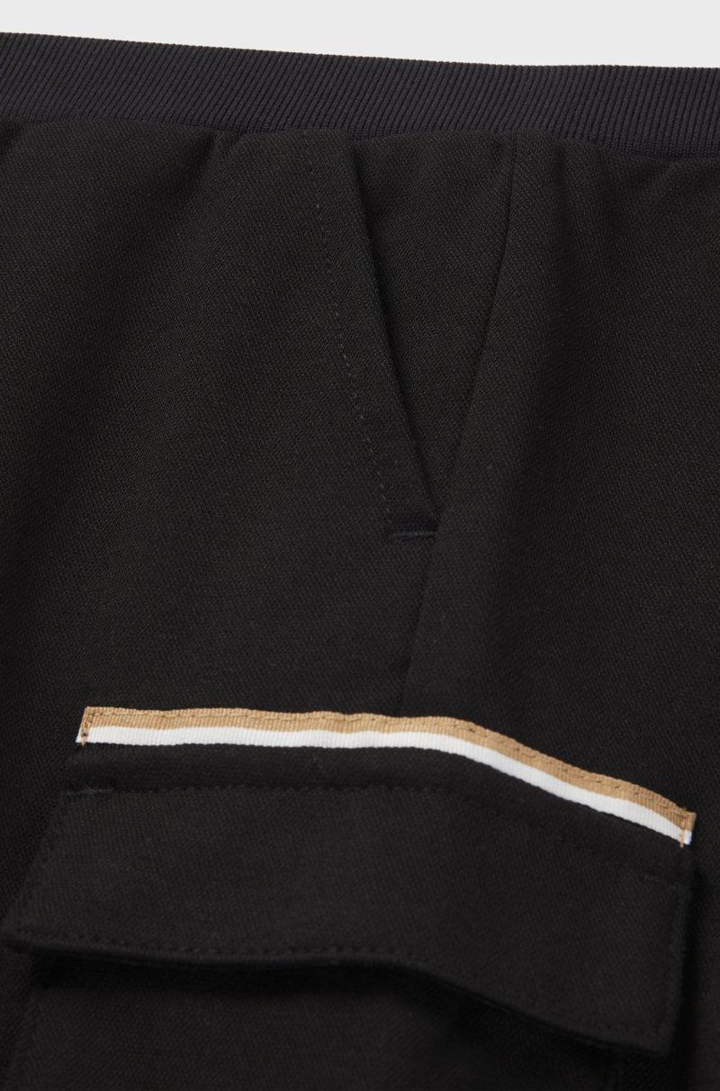 Hugo Boss Pantalones Cargo Para Niños En Piqué Elástico Con Etiqueta Con Logo