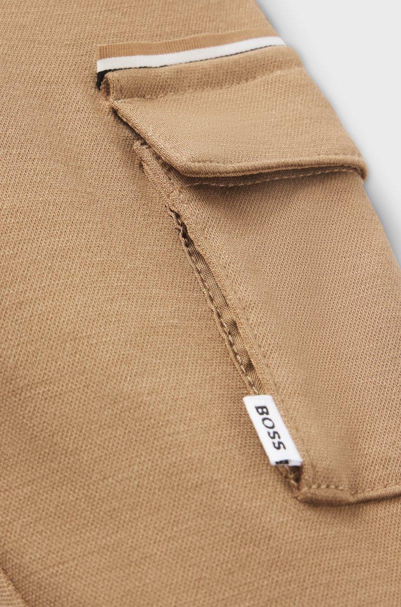Hugo Boss Pantalones Cargo Para Niños En Piqué Elástico Con Etiqueta Con Logo