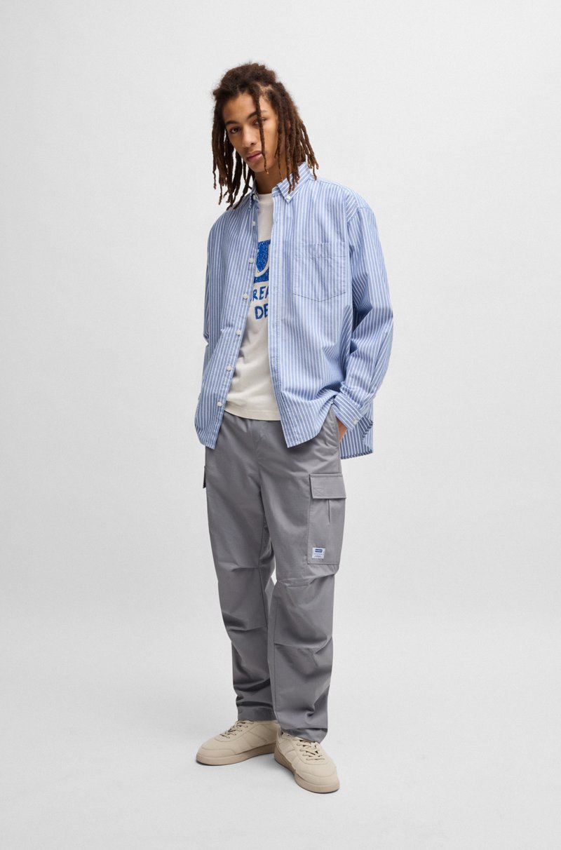 Hugo Boss Pantalones Cargo Relaxed Fit De Algodón Estructurado