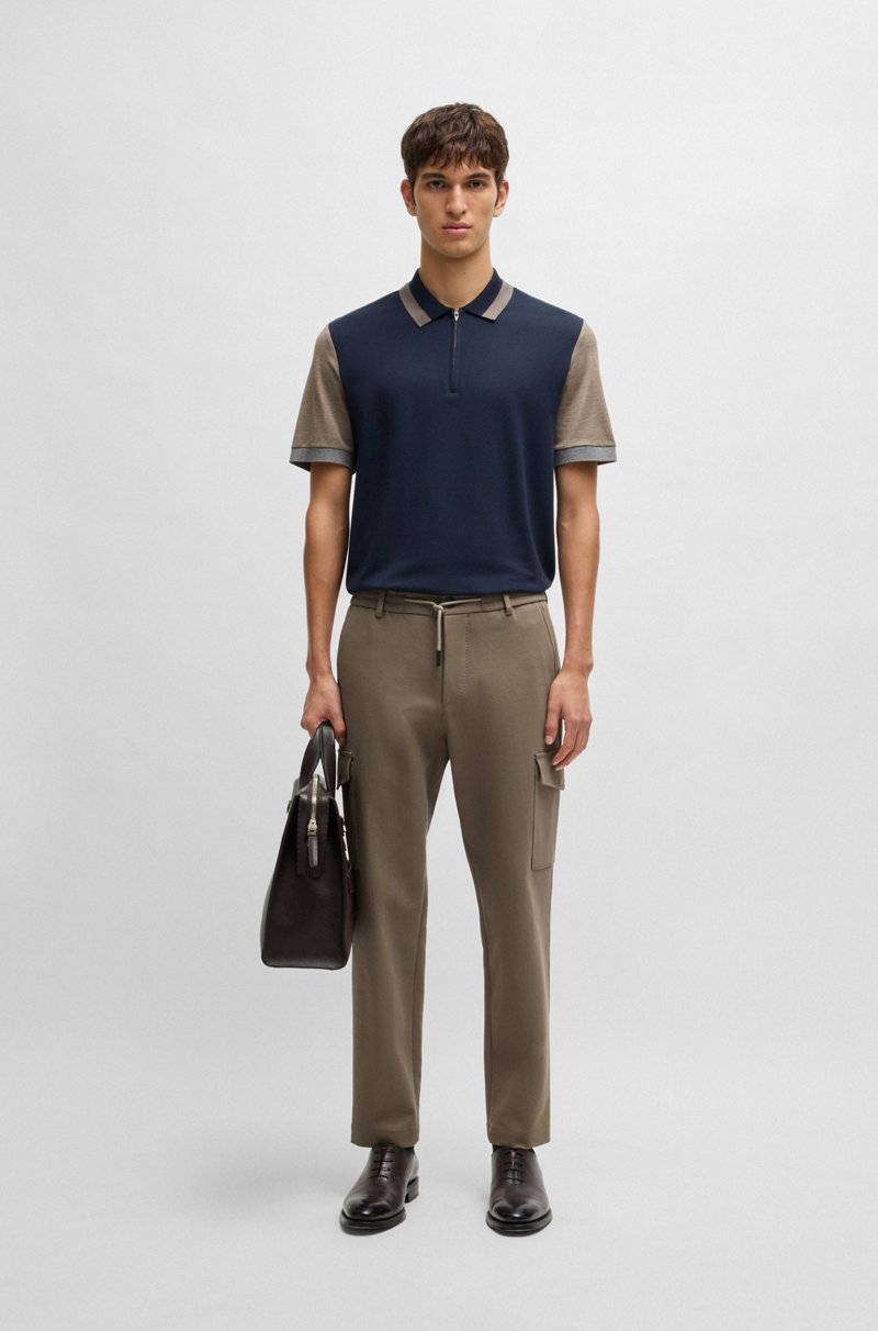 Hugo Boss Pantalones Cargo Tapered Fit De Algodón Elástico Con Estructura De Tejido Doble