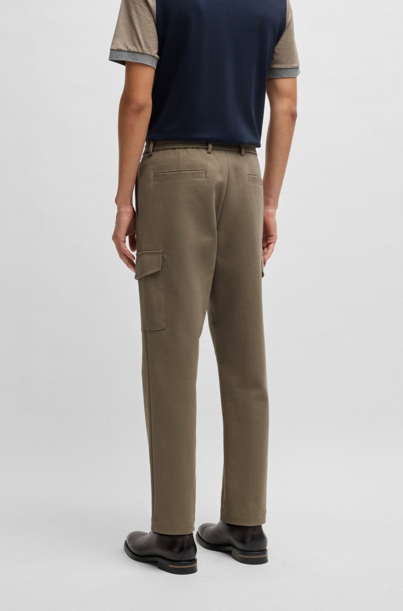 Hugo Boss Pantalones Cargo Tapered Fit De Algodón Elástico Con Estructura De Tejido Doble