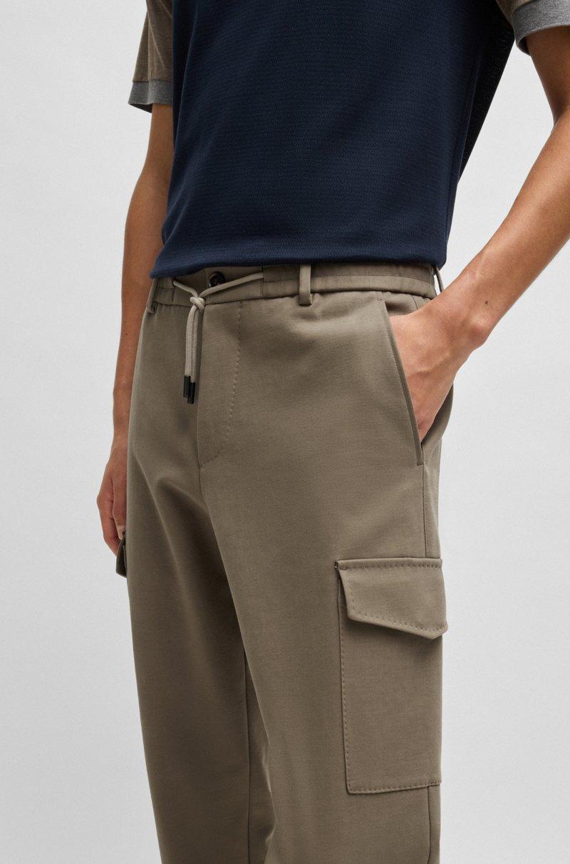 Hugo Boss Pantalones Cargo Tapered Fit De Algodón Elástico Con Estructura De Tejido Doble