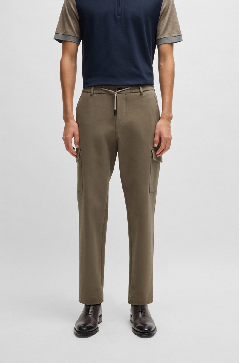 Hugo Boss Pantalones cargo tapered fit de algodón elástico con estructura de tejido doble