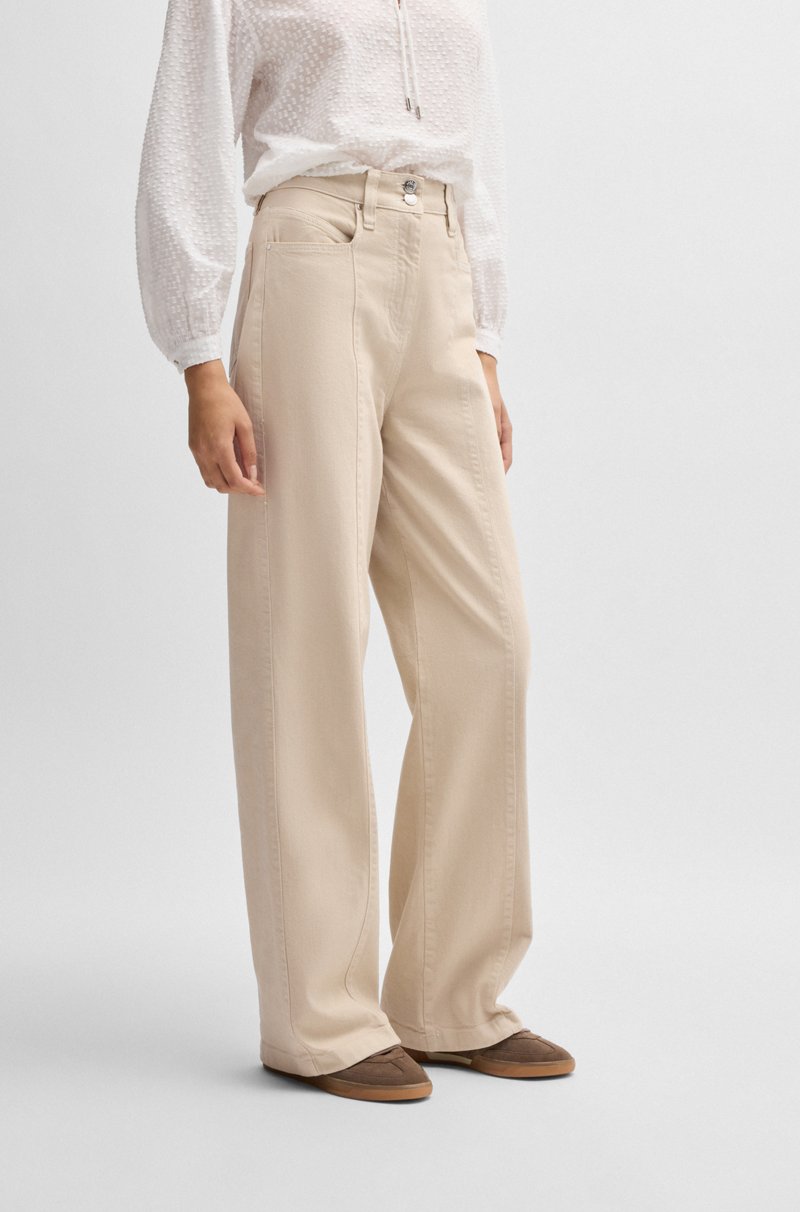 Hugo Boss Pantalones de algodón con detalles de costuras