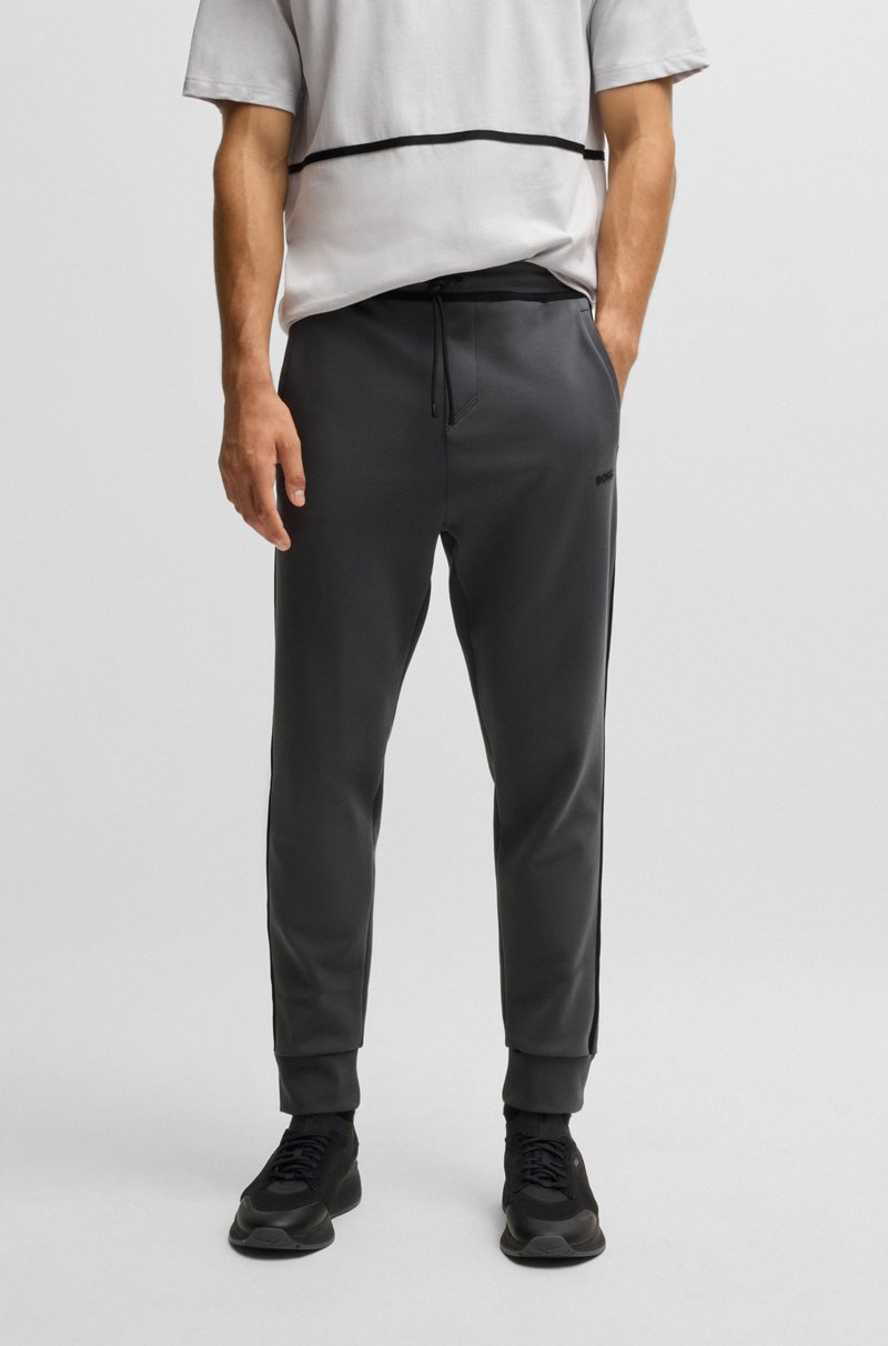 Hugo Boss Pantalones de chándal de algodón con cinta y logo Hugo Boss Pantalones de chándal de algodón con cinta y logo