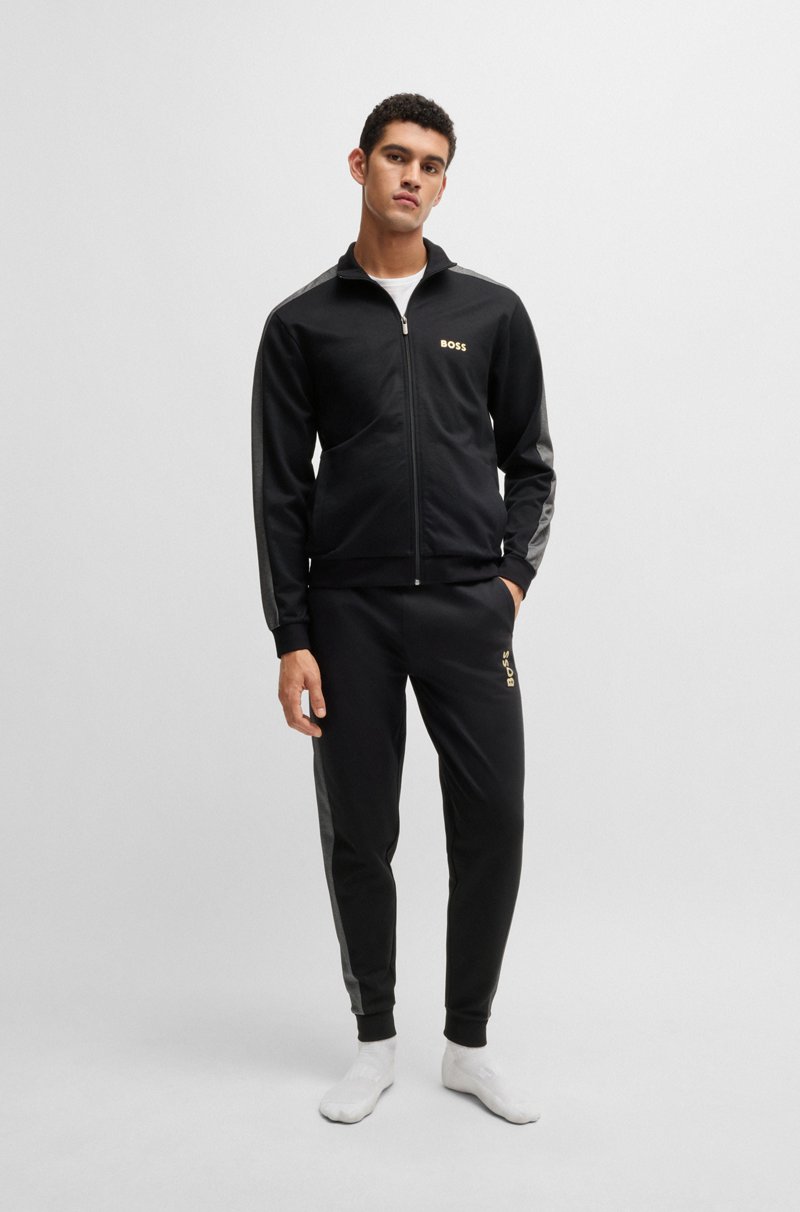 Hugo Boss Pantalones De Chándal De Algodón Con Logo Estampado Metalizado