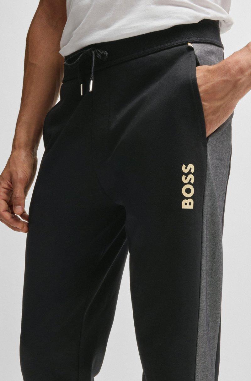 Hugo Boss Pantalones De Chándal De Algodón Con Logo Estampado Metalizado