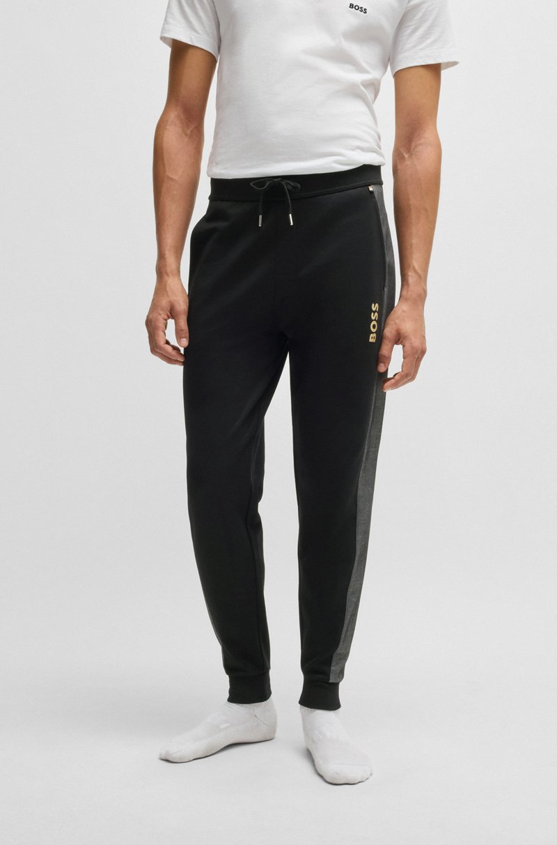Hugo Boss Pantalones de chándal de algodón con logo estampado metalizado
