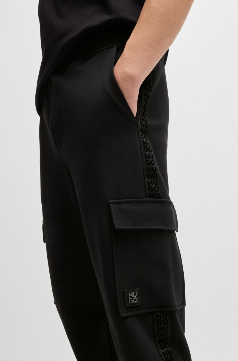 Hugo Boss Pantalones De Chándal En Algodón Elástico Con Logo Apilado