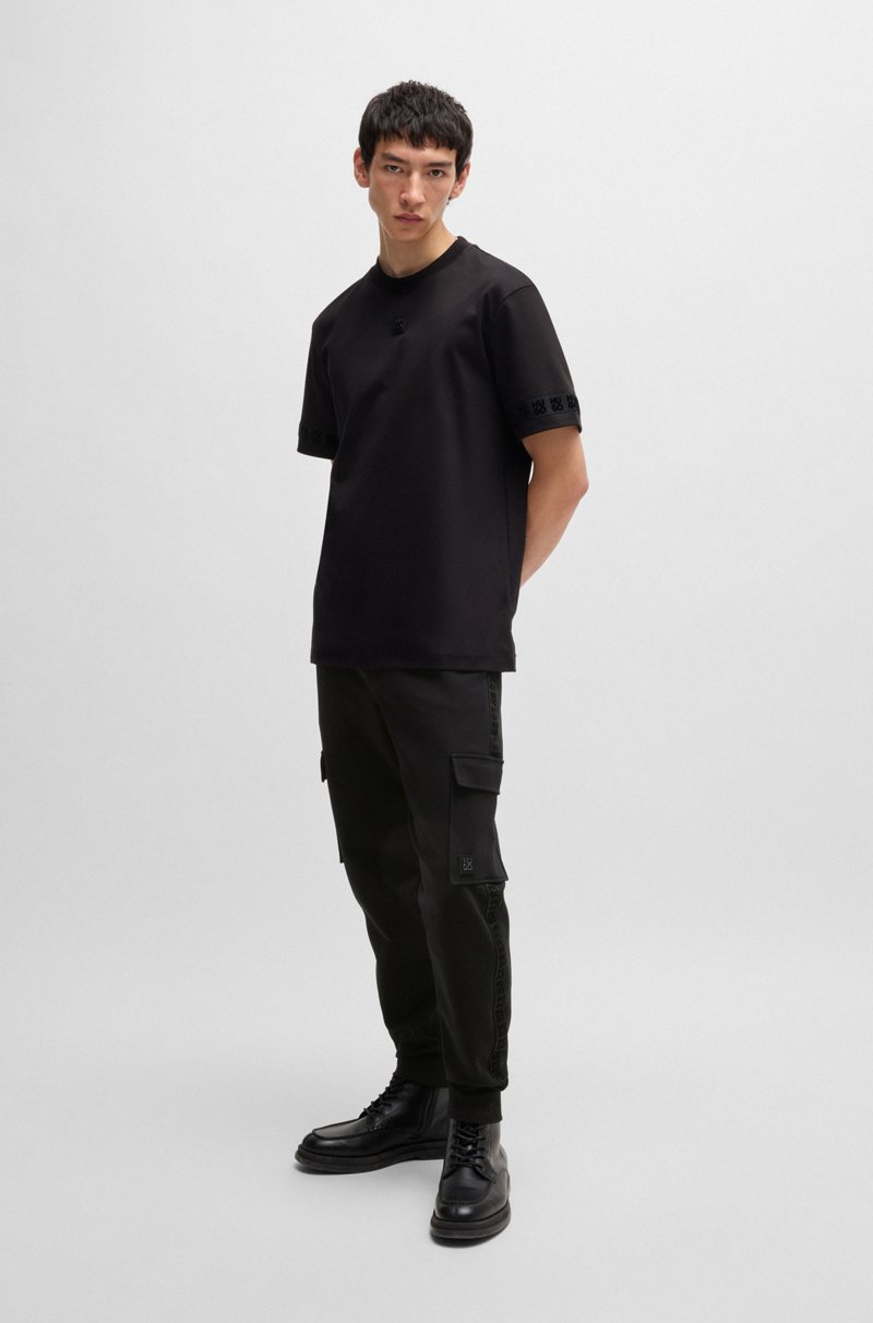 Hugo Boss Pantalones De Chándal En Algodón Elástico Con Logo Apilado