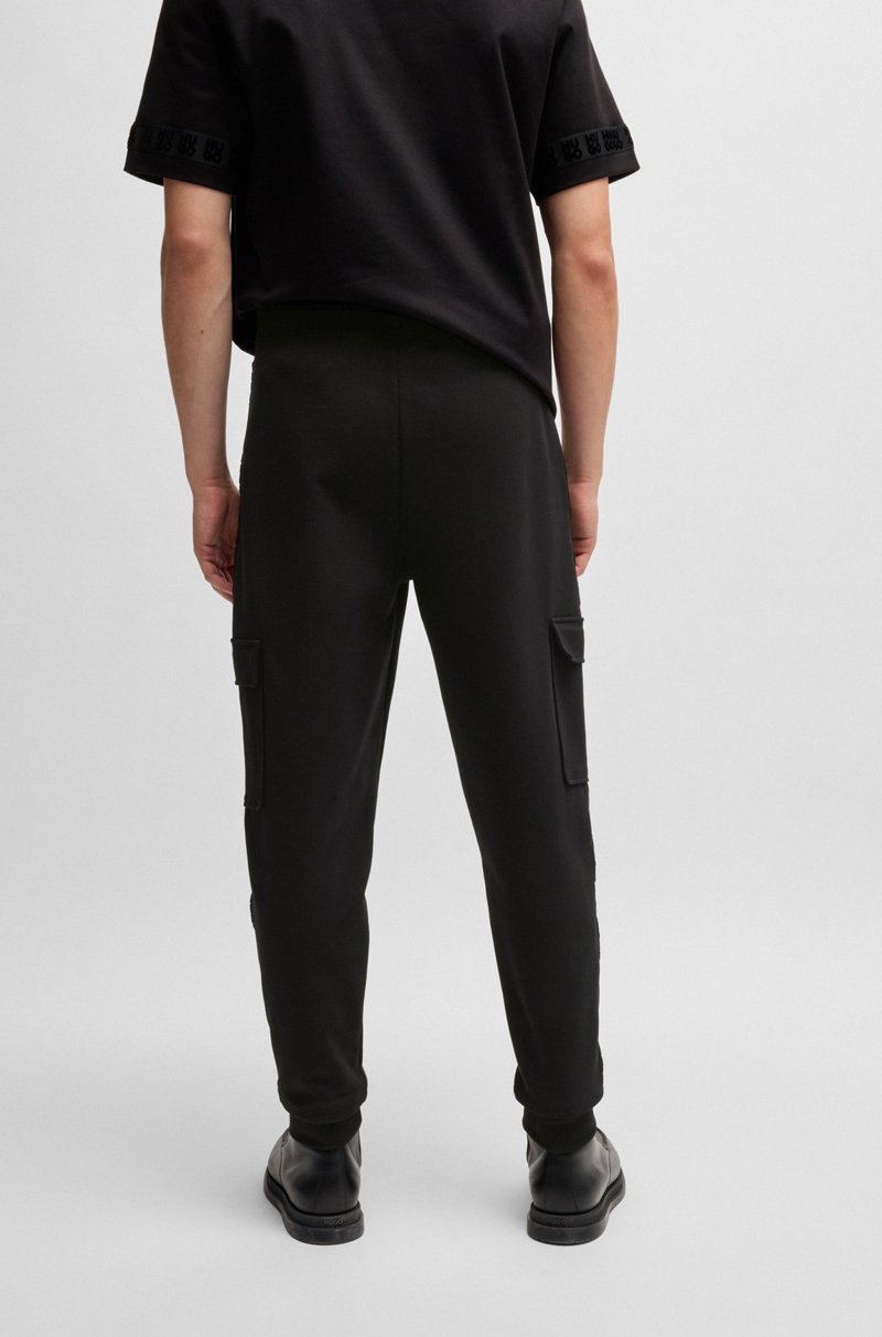 Hugo Boss Pantalones De Chándal En Algodón Elástico Con Logo Apilado
