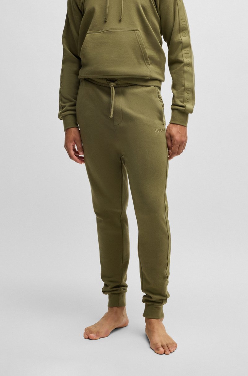 Hugo Boss Pantalones de chándal en felpa de algodón con cinta de logos