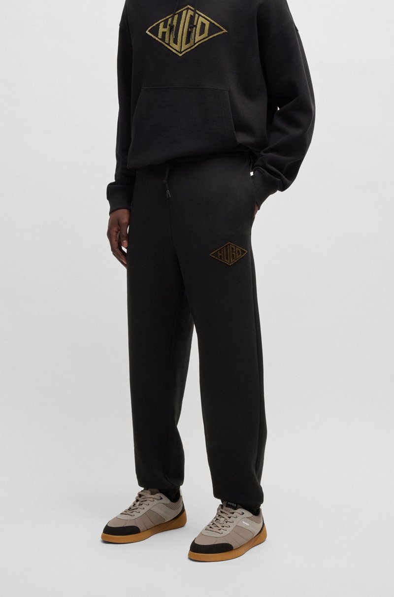 Hugo Boss Pantalones de chándal en felpa de algodón con logo bordado