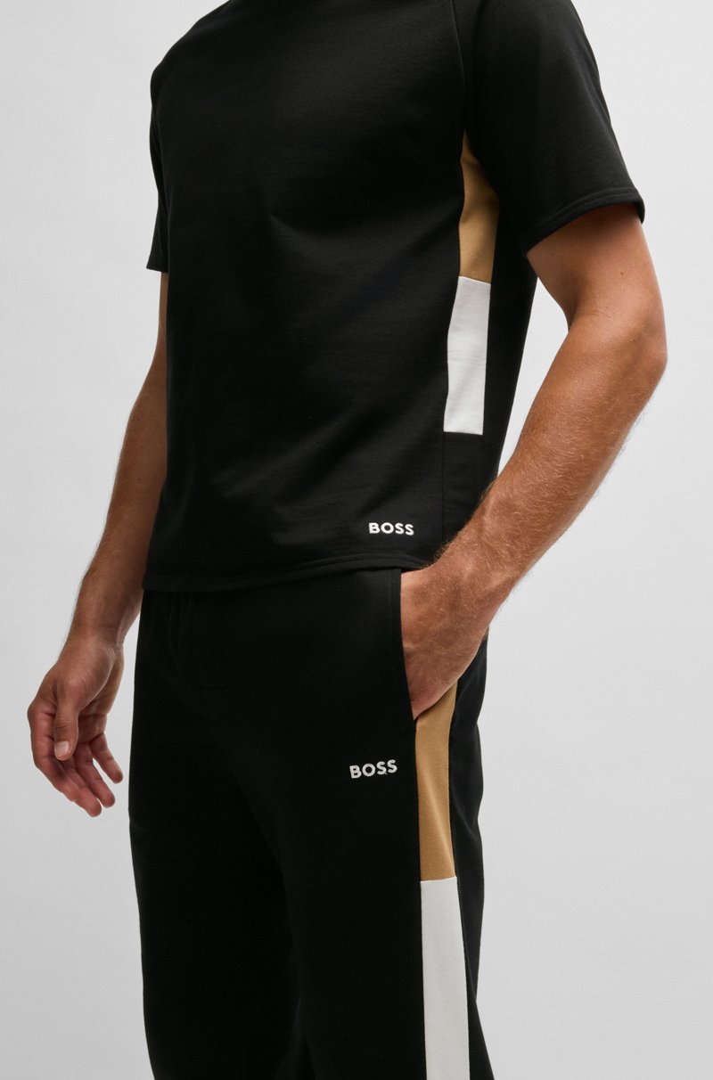 Hugo Boss Pantalones De Chándal En Felpa De Algodón Con Paneles Laterales En Contraste