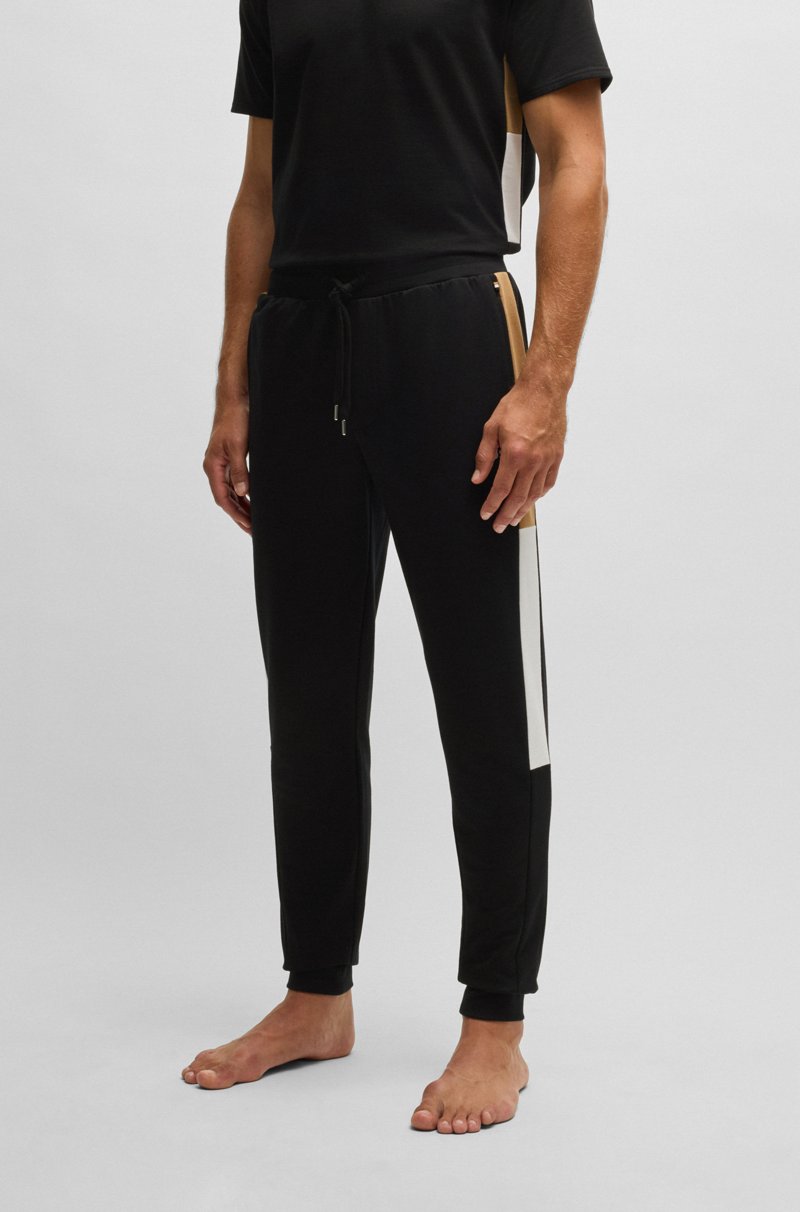 Hugo Boss Pantalones de chándal en felpa de algodón con paneles laterales en contraste