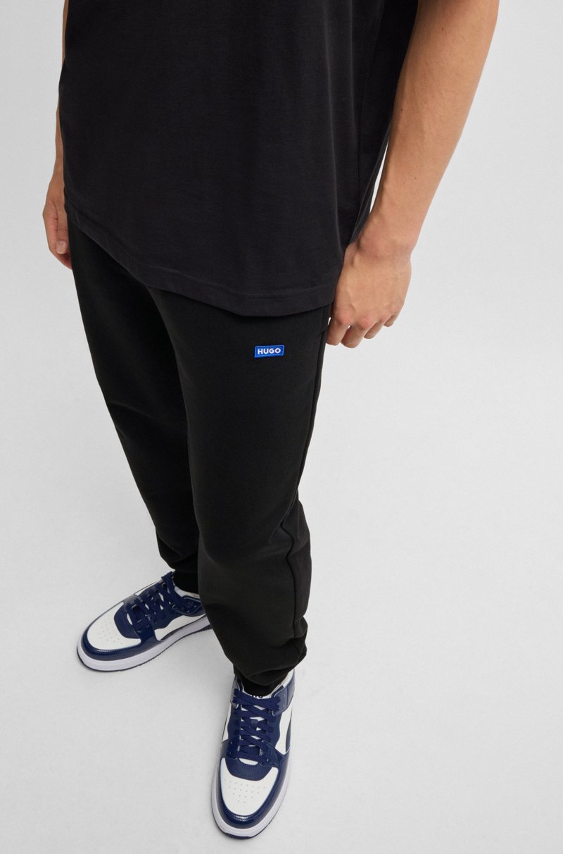 Hugo Boss Pantalones De Chándal En Felpa De Algodón Con Parche De Logo Azul