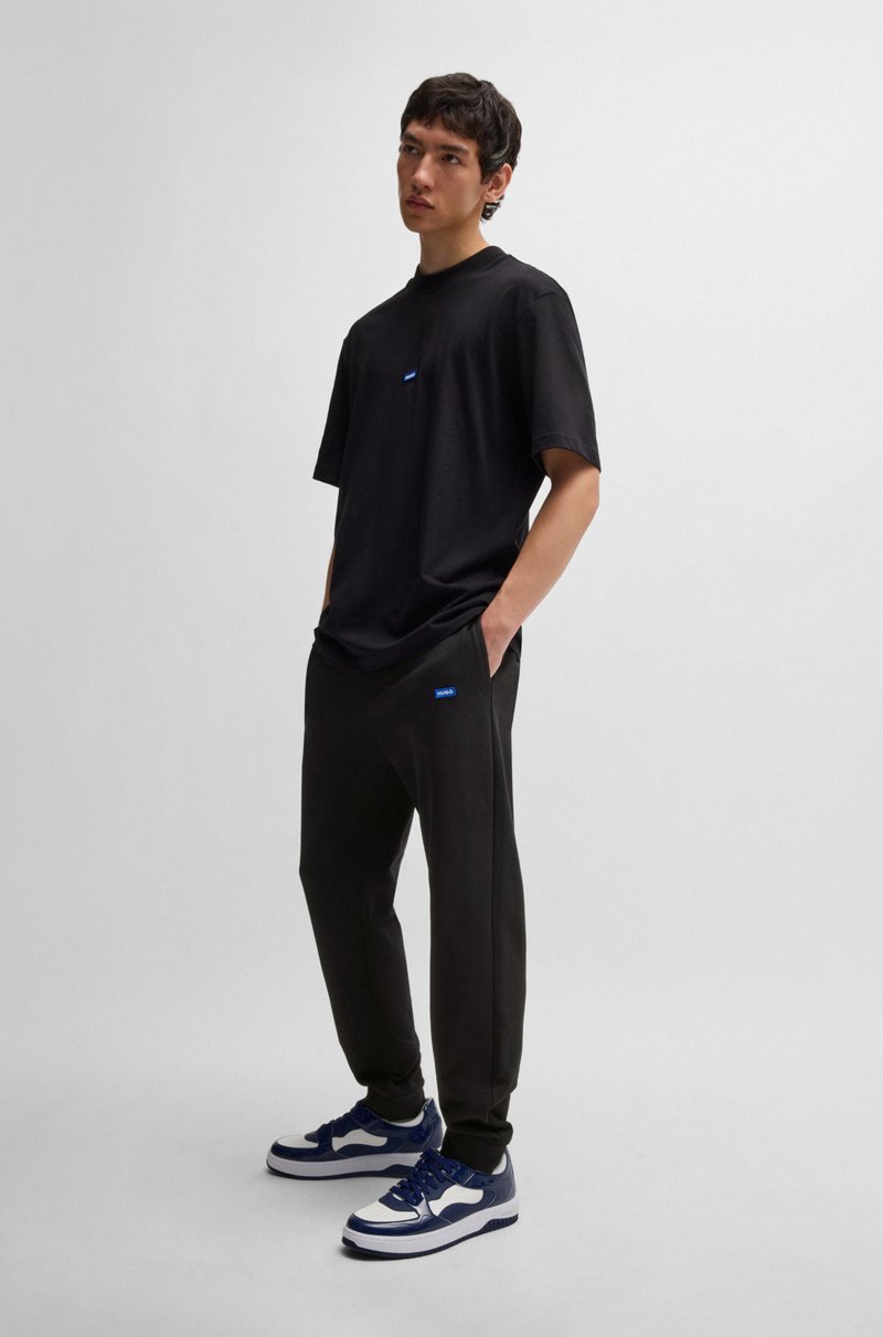 Hugo Boss Pantalones De Chándal En Felpa De Algodón Con Parche De Logo Azul