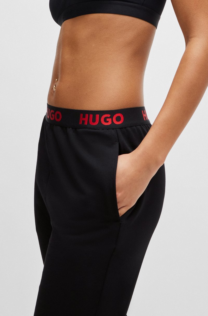 Hugo Boss Pantalones De Chándal En Mezcla De Algodón Con Logo En La Cintura