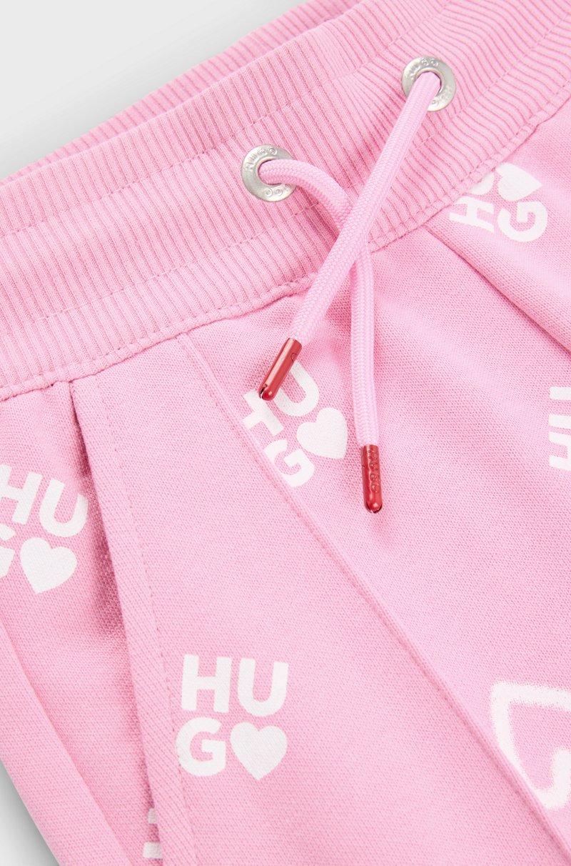 Hugo Boss Pantalones De Chándal Para Niños En Algodón Con Corazones Y Logos