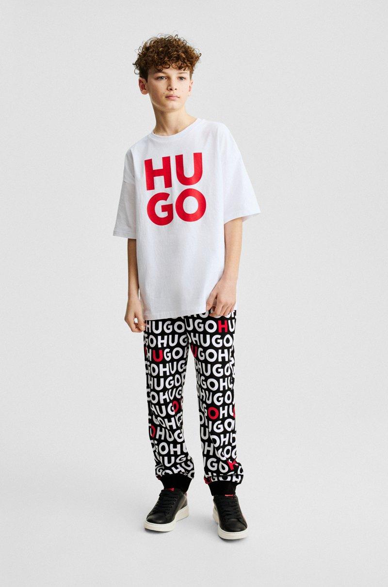 Hugo Boss Pantalones De Chándal Para Niños En Algodón Con Logos Estampados