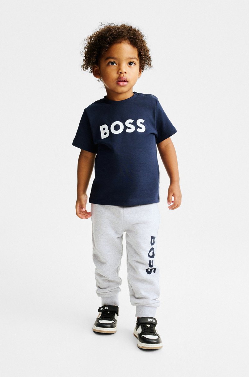 Hugo Boss Pantalones De Chándal Para Niños En Forro Polar Con Logo Vertical Estampado