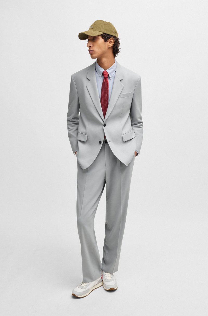 Hugo Boss Pantalones De Corte Moderno En Sarga Elástica Con Raya Delantera