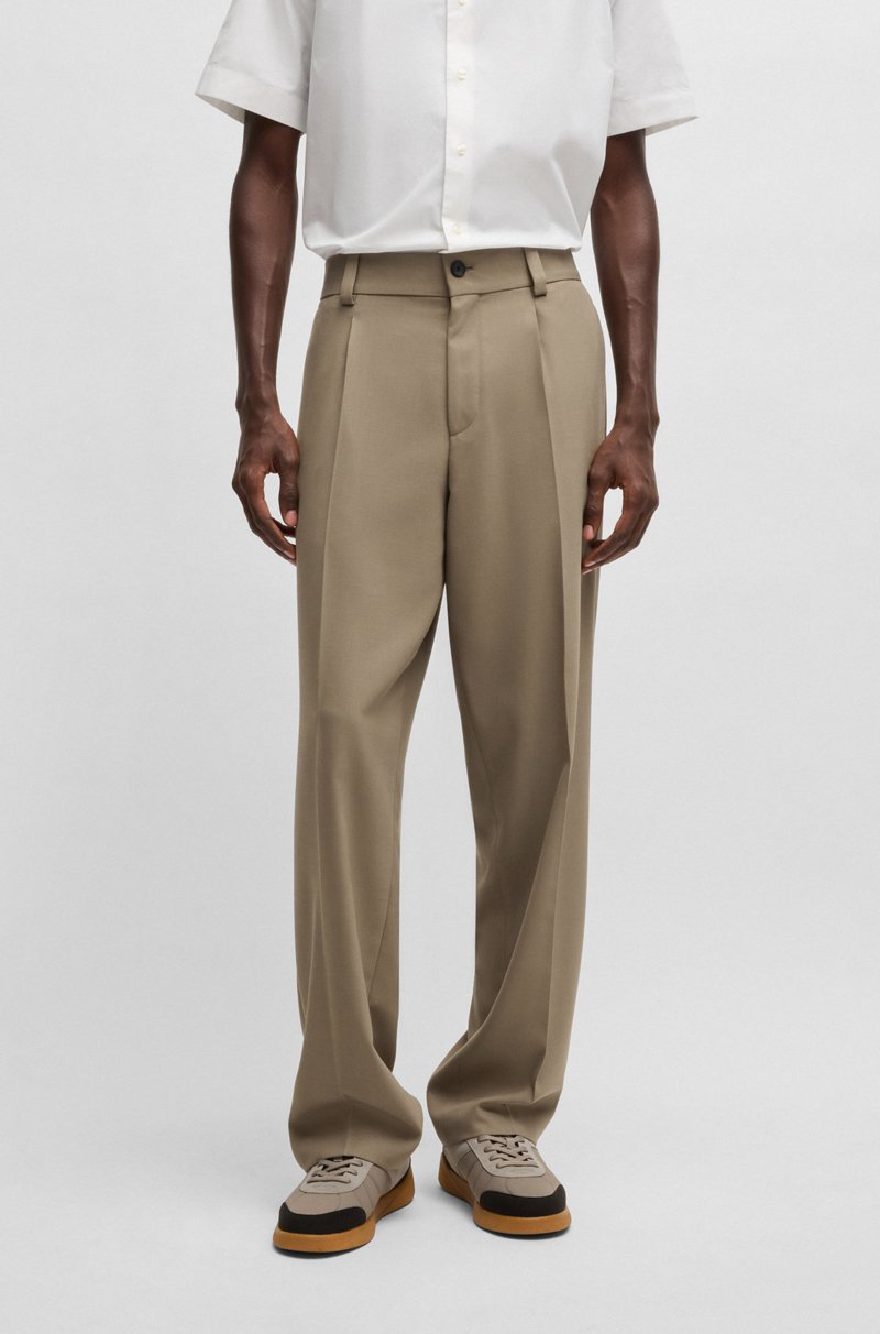 Hugo Boss Pantalones de corte moderno en sarga elástica con raya delantera