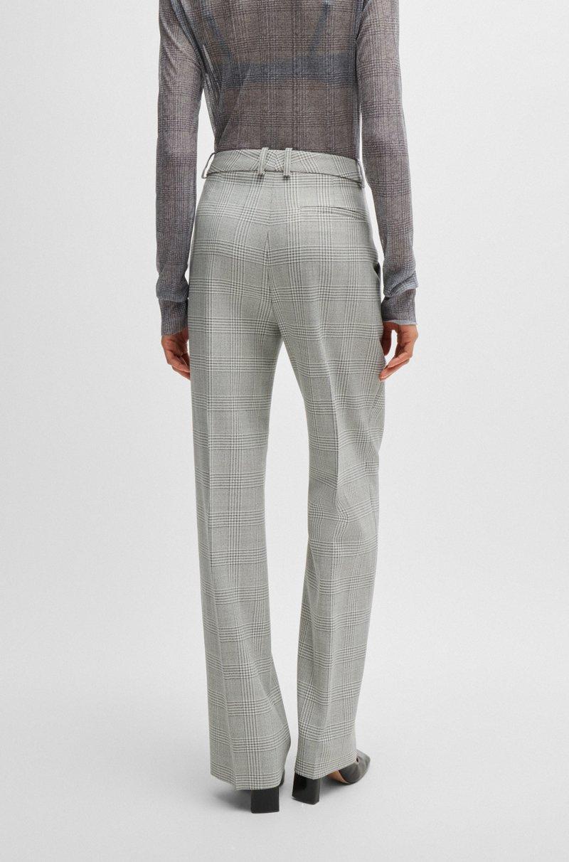 Hugo Boss Pantalones De Corte Recto En Lana Virgen Con Cuadros Príncipe De Gales