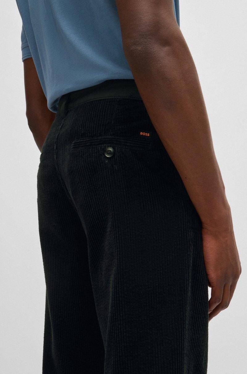Hugo Boss Pantalones De Corte Recto En Pana De Algodón Con Cintura En Contraste
