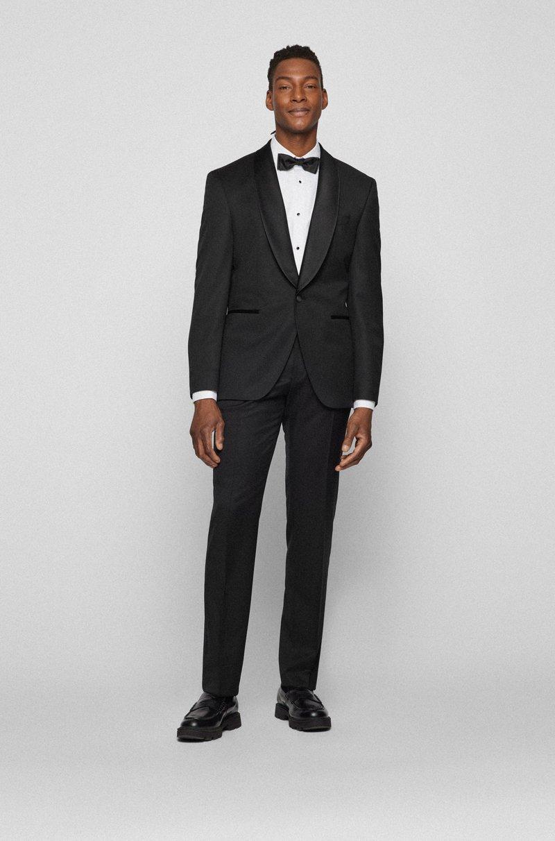 Hugo Boss Pantalones De Esmoquin Regular Fit En Sarga De Lana Virgen