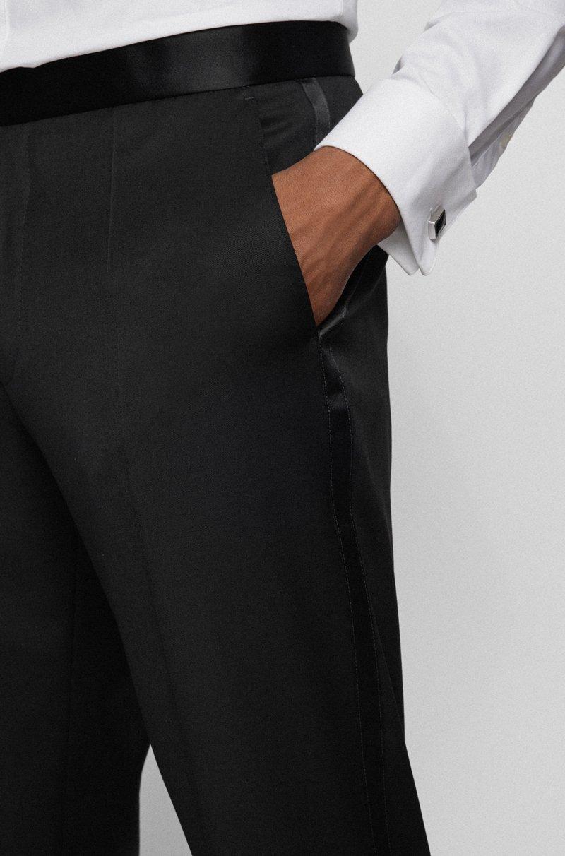 Hugo Boss Pantalones De Esmoquin Regular Fit En Sarga De Lana Virgen