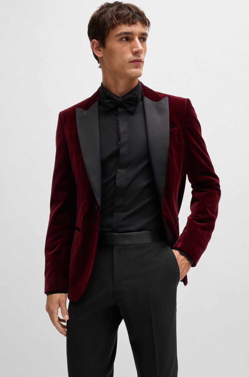 Hugo Boss Pantalones De Esmoquin Slim Fit En Lana Elástica