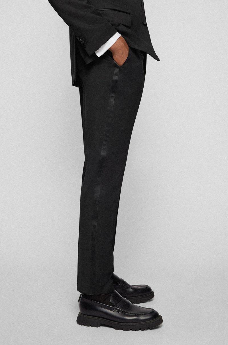 Hugo Boss Pantalones De Esmoquin Slim Fit En Sarga De Lana Virgen