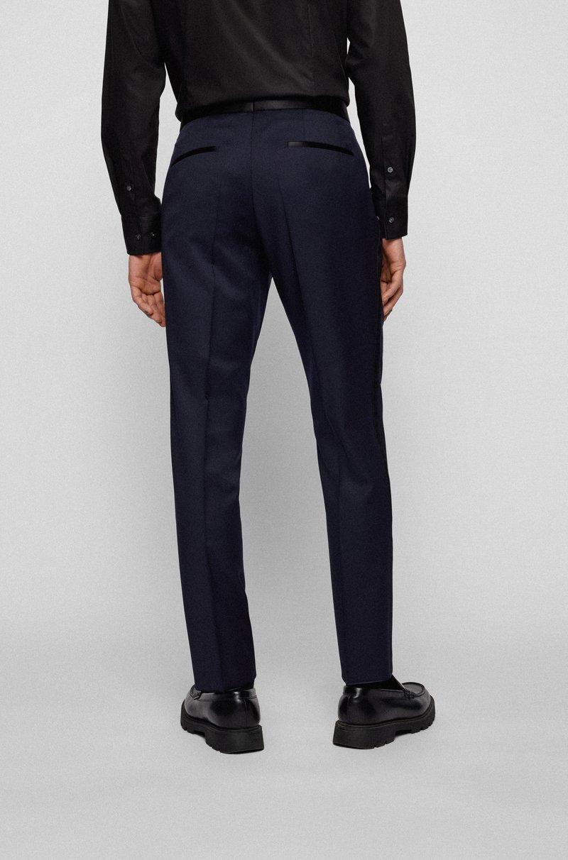 Hugo Boss Pantalones De Esmoquin Slim Fit En Sarga De Lana Virgen