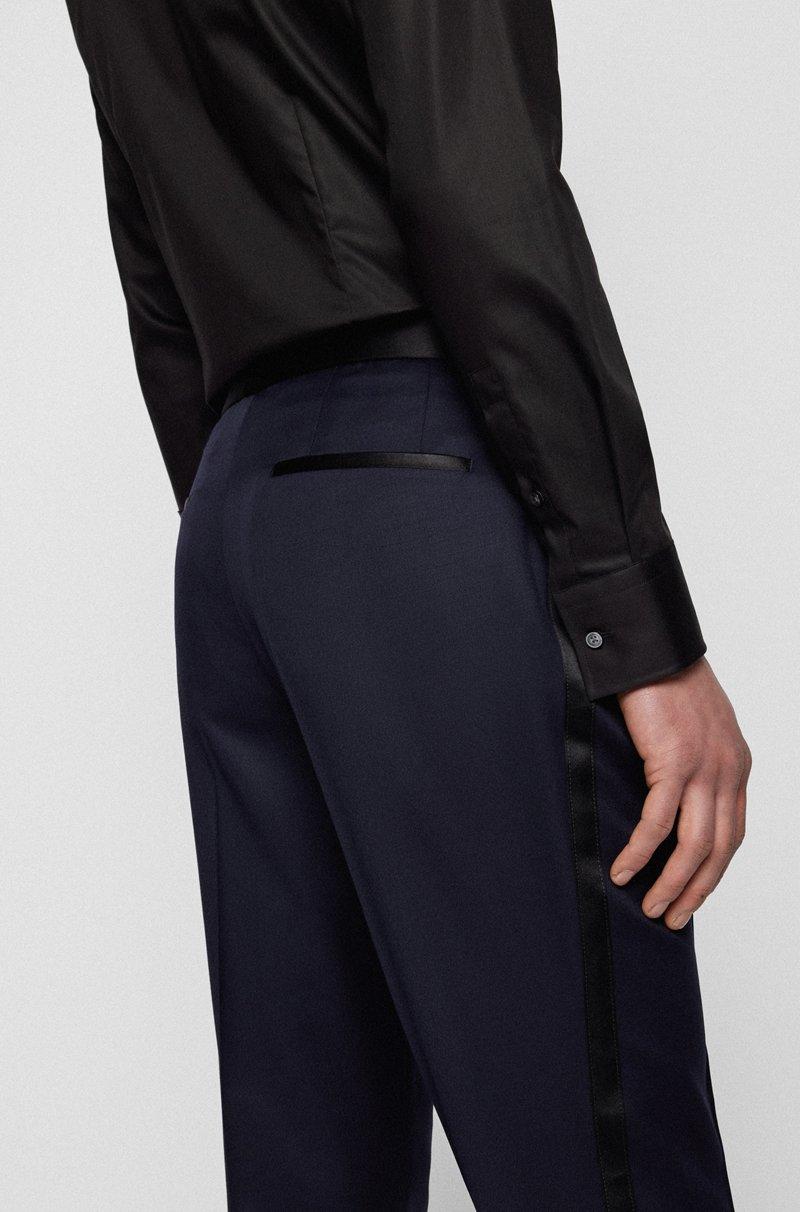 Hugo Boss Pantalones De Esmoquin Slim Fit En Sarga De Lana Virgen