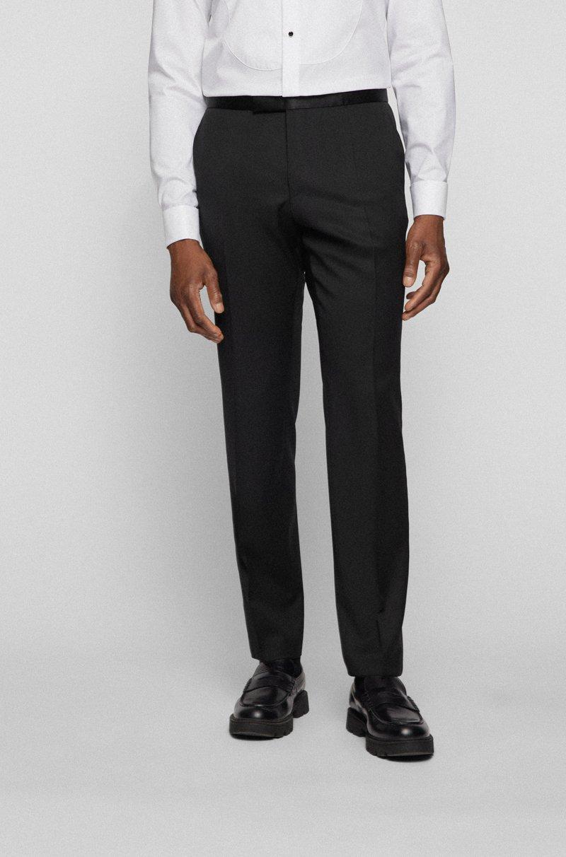 Hugo Boss Pantalones de esmoquin slim fit en sarga de lana virgen