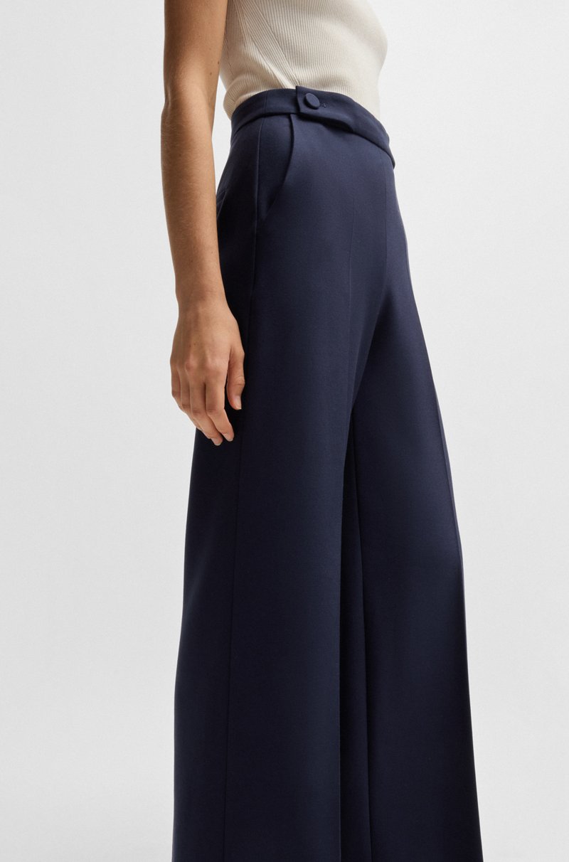 Hugo Boss Pantalones De Pernera Ancha Con Botones En La Cintura