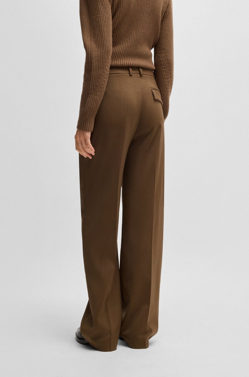 Hugo Boss Pantalones De Pernera Recta En Lana Virgen