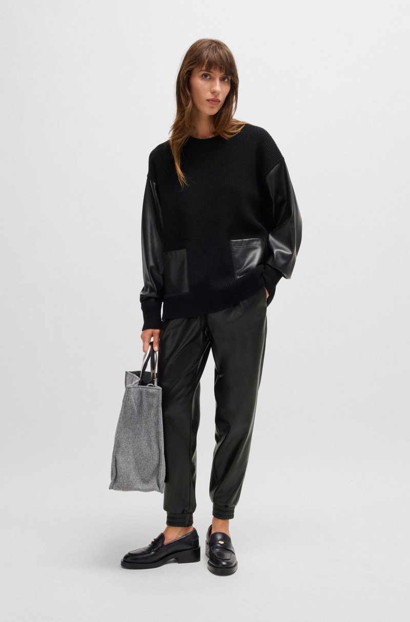 Hugo Boss Pantalones De Piel Sintética Con Cordón En La Cintura
