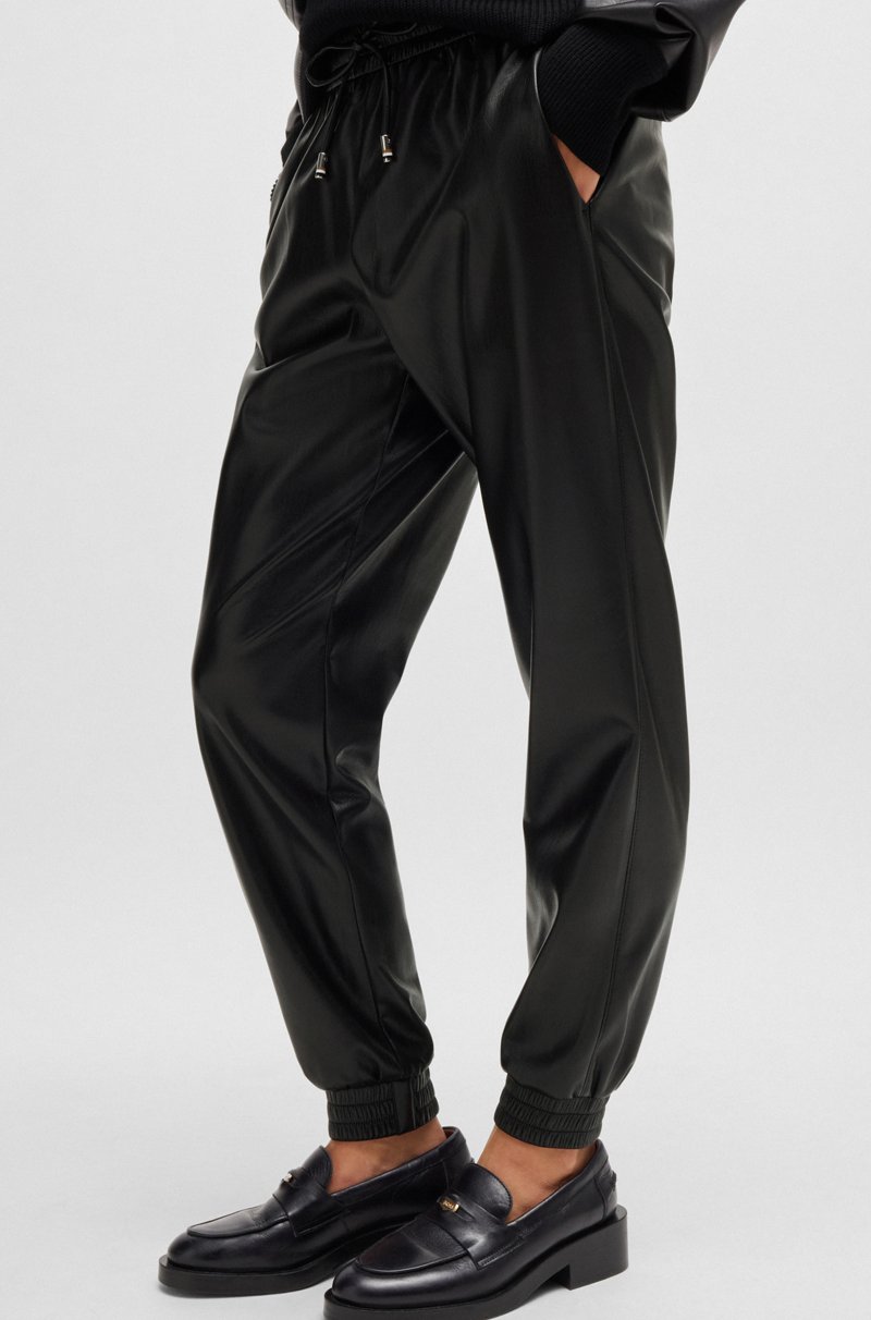 Hugo Boss Pantalones De Piel Sintética Con Cordón En La Cintura