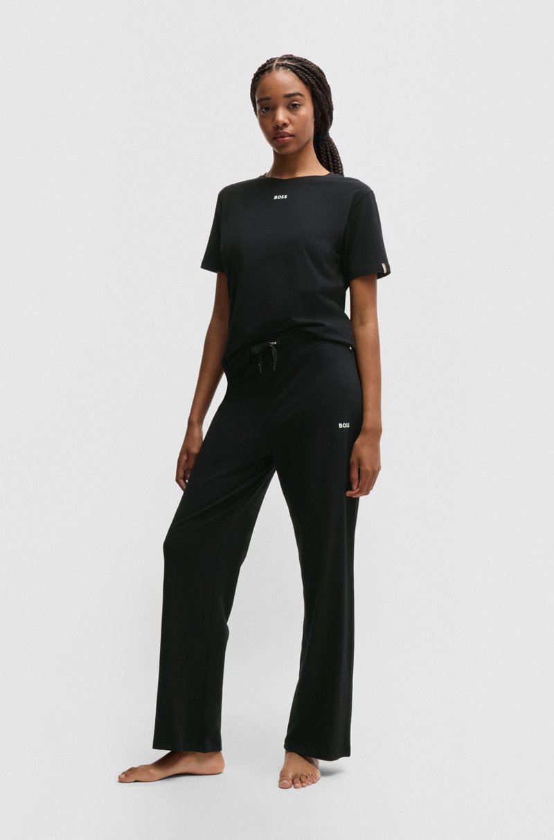Hugo Boss Pantalones De Pijama De Algodón Elástico Con Cordones De La Marca