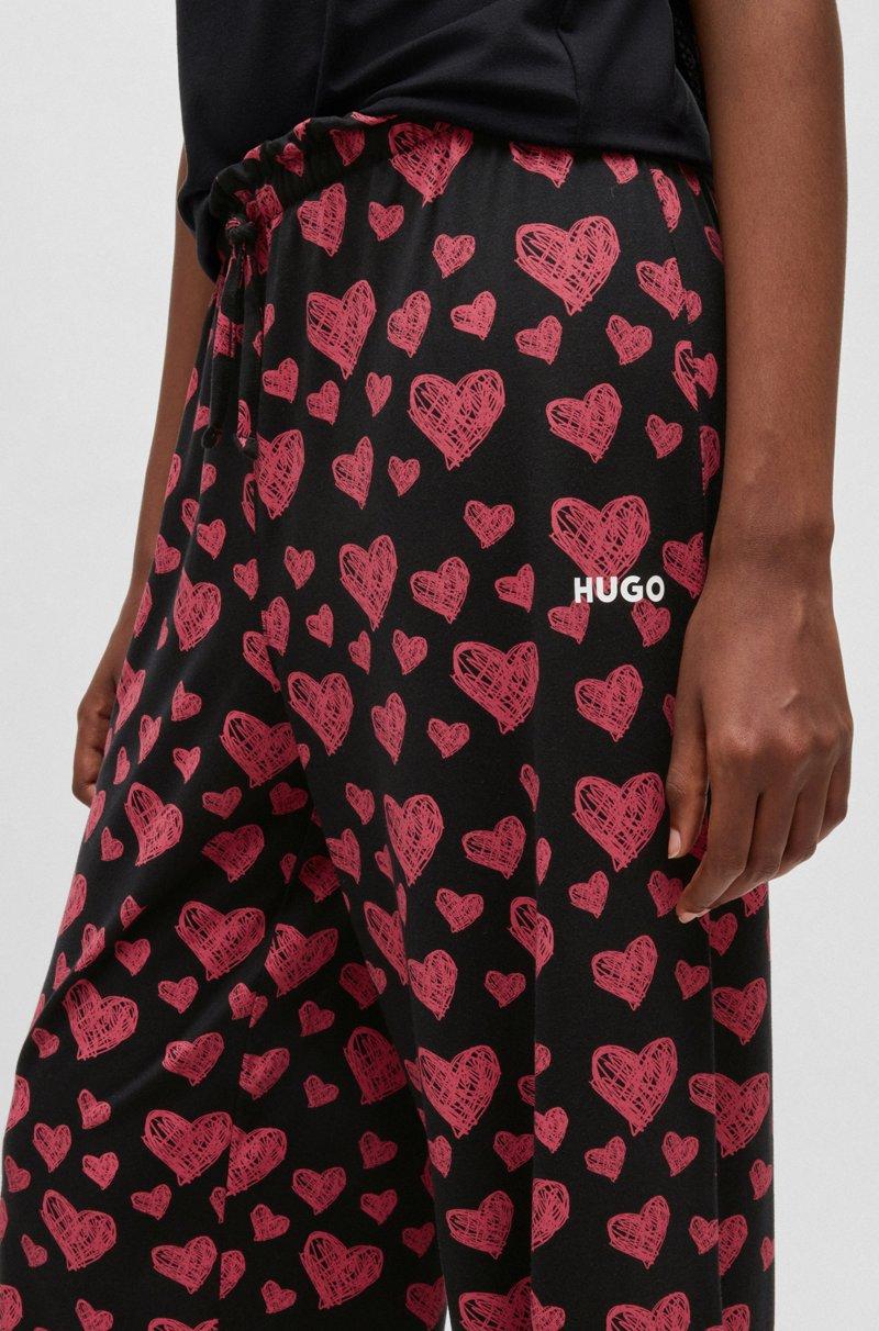 Hugo Boss Pantalones De Pijama De Punto De Mezcla De Modal Con Estampado Integral De Corazones