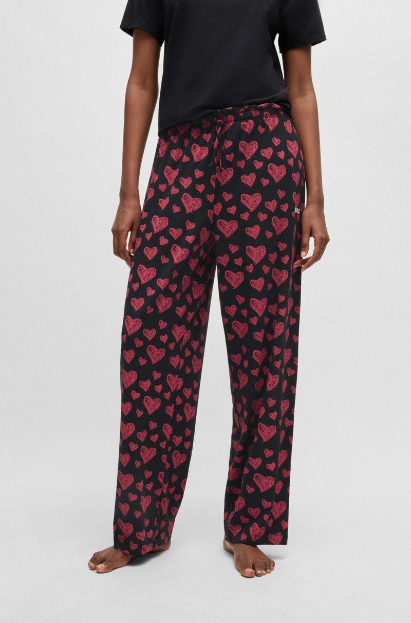 Hugo Boss Pantalones De Pijama De Punto De Mezcla De Modal Con Estampado Integral De Corazones