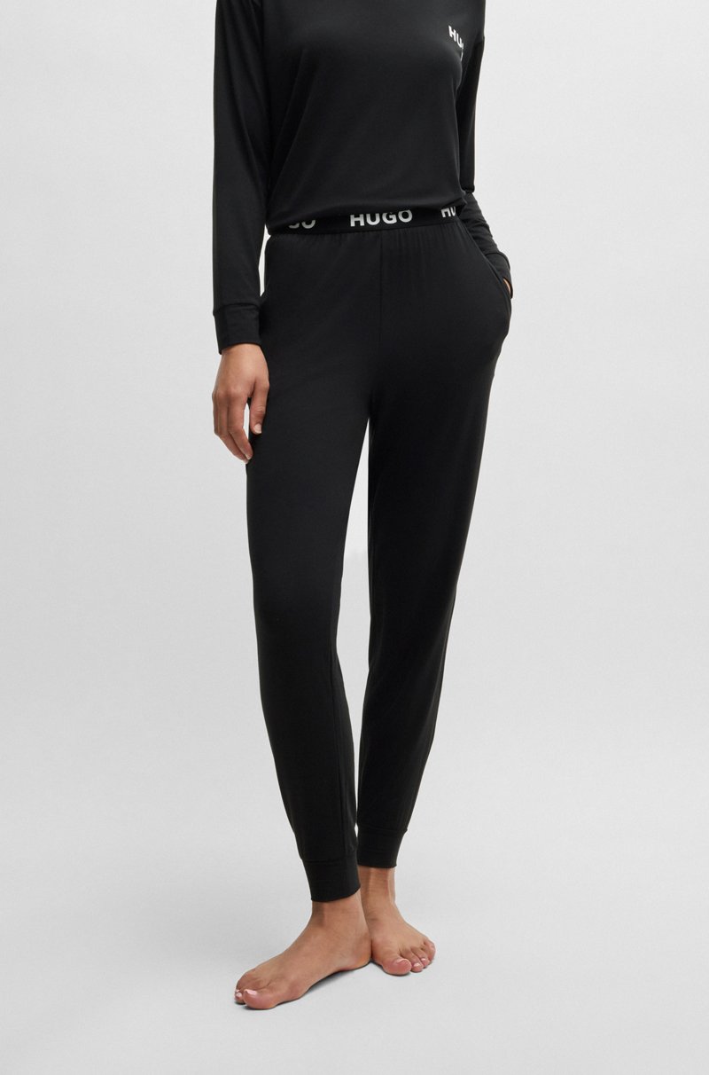 Hugo Boss Pantalones de pijama de punto elástico con logos en la cintura