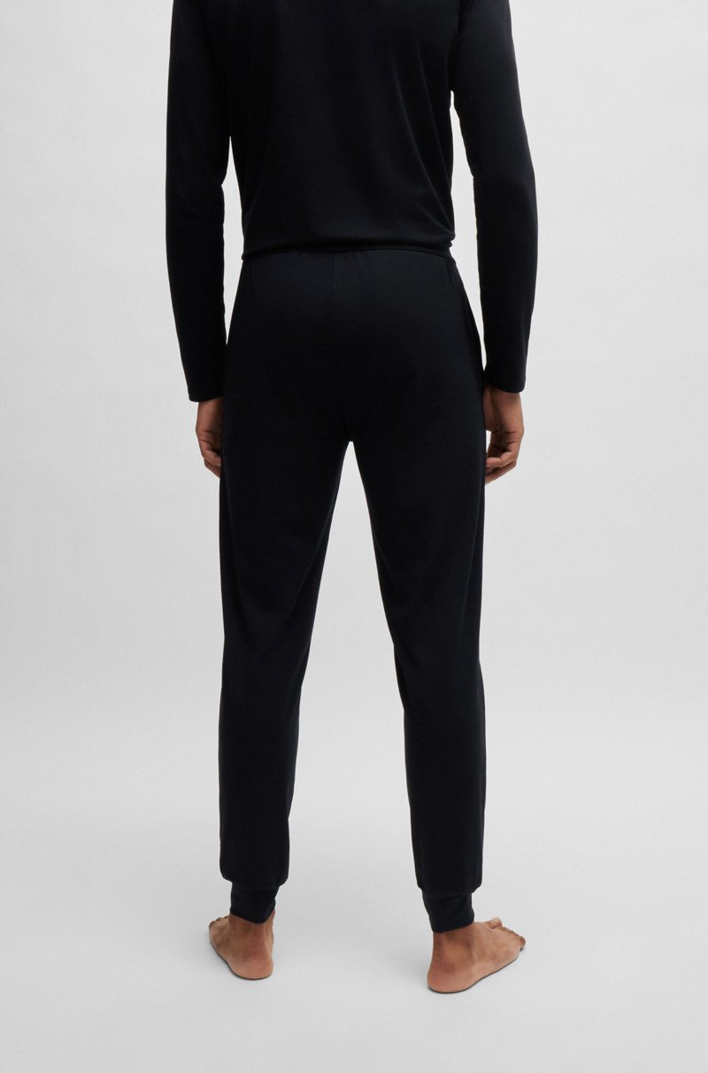 Hugo Boss Pantalones De Pijama En Algodón Elástico Con Logo Estampado