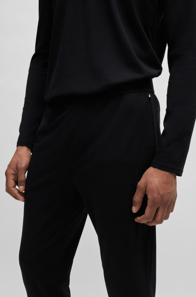 Hugo Boss Pantalones De Pijama En Algodón Elástico Con Logo Estampado