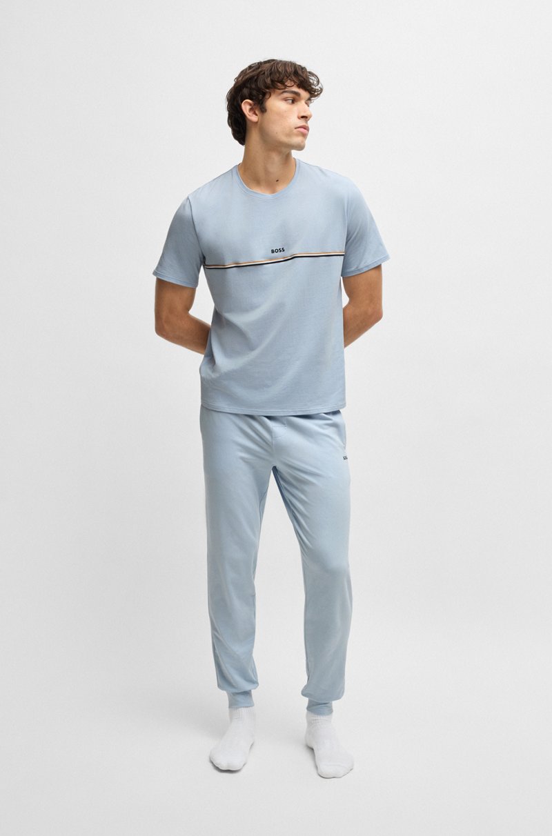 Hugo Boss Pantalones De Pijama En Algodón Elástico Con Logo Estampado