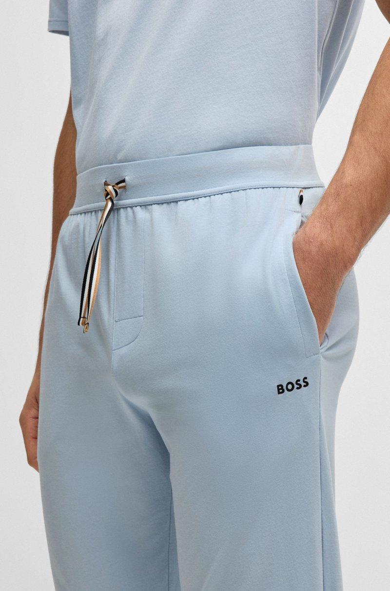 Hugo Boss Pantalones De Pijama En Algodón Elástico Con Logo Estampado