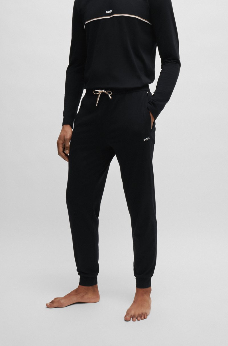 Hugo Boss Pantalones De Pijama En Algodón Elástico Con Logo Estampado
